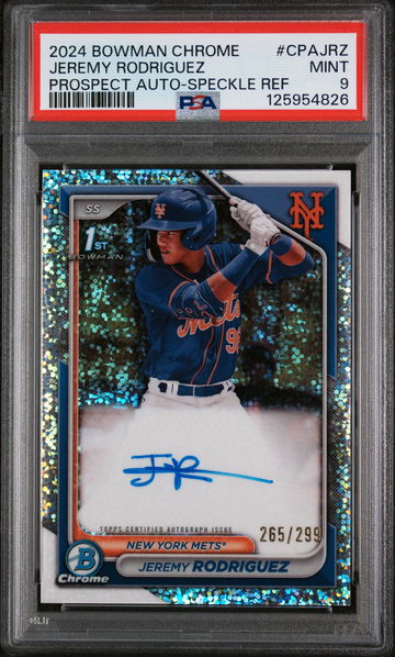 2024 Bowman Chrome Prospect Autographs Prospect Auto-Speckle Ref Jermy Rodriguez #CPAJRZ /299 PSA 9
