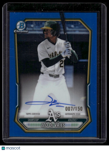 2026 Bowman Leo De Vries #CPA-LDE Chrome Prospect Autographs Blue Refractors SN AU