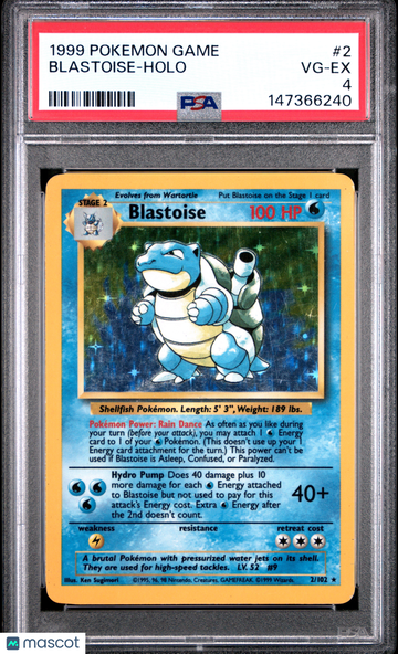 1999 Pokemon Game Blastoise Holo PSA 4 #2