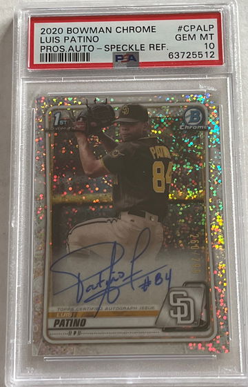 2020 Bowman Chrome Luis Patino Prospects Auto Autograph Speckle Refractor #260/299 PSA 10 GEM MINT