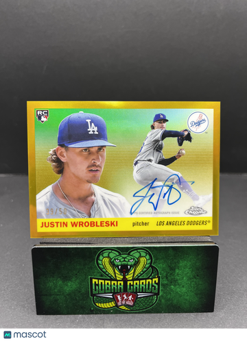 2025 Topps Chrome Platinum Justin Wrobleski #CPA-JWR Gold /50 RC