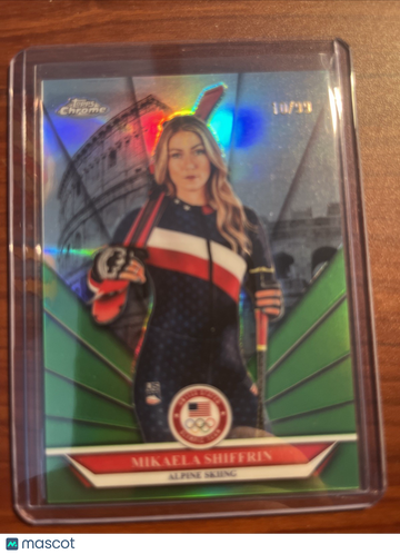 2026 Topps Chrome US Winter Olympic & Paralympic Team Hopefuls Mikaela Shiffrin #BU-4 Green Refractor Parallel Insert