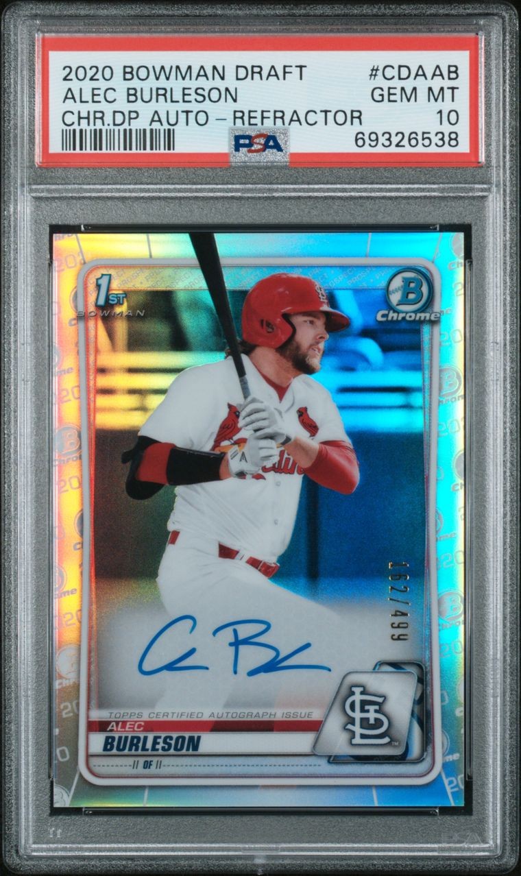 2020 Bowman Chrome Draft Alec Burleson Refractor Auto /499 -  PSA 10 GEM-MT