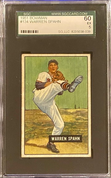 1951 Bowman Warren Spahn SGC 5
