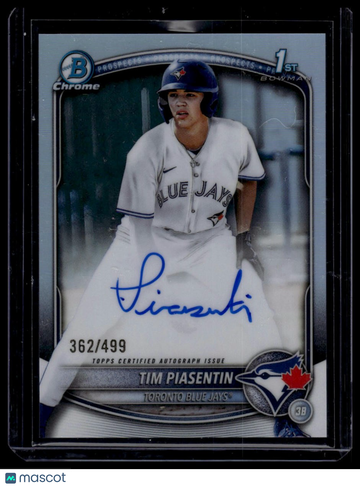 2025 Bowman Draft Tim Piasentin #CPA-TP Chrome Prospect Autographs Refractor SN AU