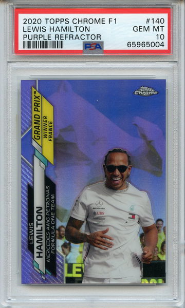 Lewis Hamilton 2020 Topps Chrome F1 Purple Refractor #140 France PSA 10 #/399