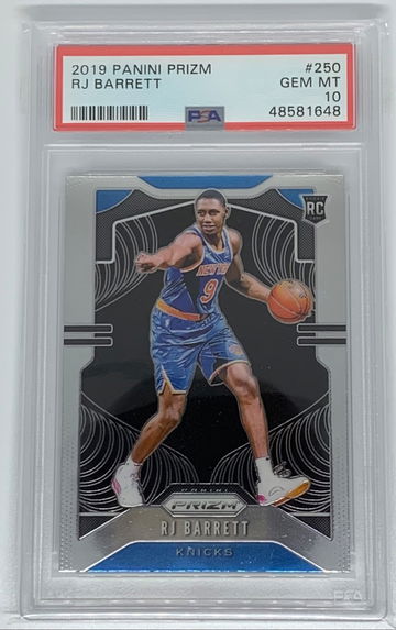2019-20 Panini Prizm Basketball RJ Barret Base RC Rookie #250 PSA 10 Knicks NBA