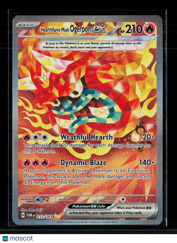 2024 Twilight Masquerade Hearthflame Mask Ogerpon EX Holo Secret Rare SAR #212/167