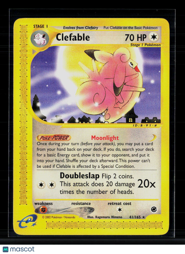 Pokemon 2002 Expedition Base Set Clefable #41/165