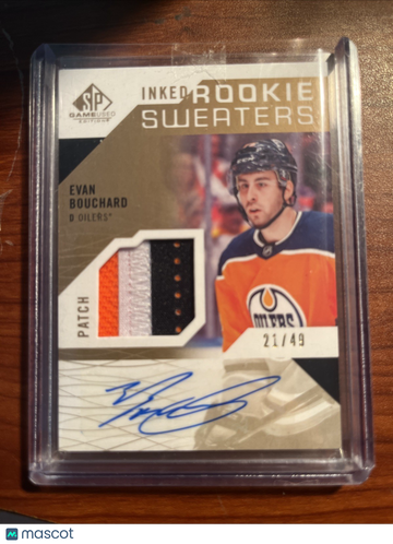2018/19 SP Game Used Evan Bouchard #RS-EB Rookie Sweaters Short Print Rookie