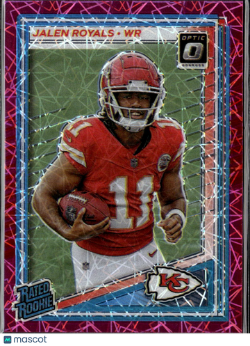 Jalen Royals 2025 Panini Donruss Optic Pink Velocity Prizm /99 Kansas City Chiefs
