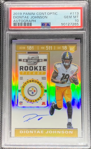 2019 Panini Optic Contenders Diontae Johnson Rookie Holo Auto PSA 10 Gem Mint