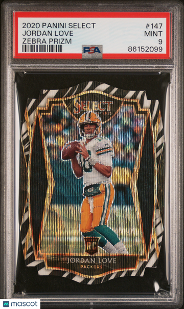 2020 Panini Select Jordan Love #147 Zebra Prizm PSA 9