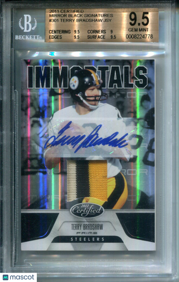 2011 Certified Mirror Black Signatures Terry Bradshaw JSY #301 BGS 9.5 Auto 10