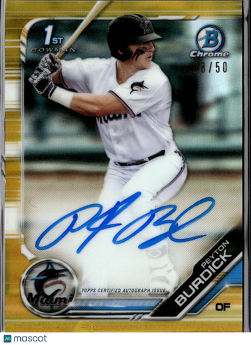 Peyton Burdick 2019 Bowman Chrome 1st Bowman Auto Gold Refractor /50 Miami Marlins