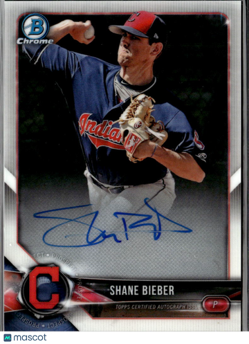 Shane Bieber 2018 Bowman Chrome Auto Cleveland Indians
