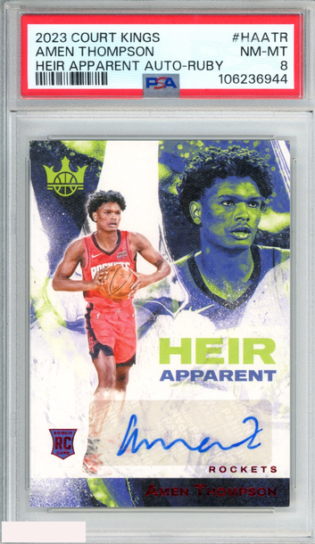 2023 PANINI COURT KINGS HEIR APPARENT AUTO AMEN THOMPSON #HAATR RUBY OF 99 PSA 8