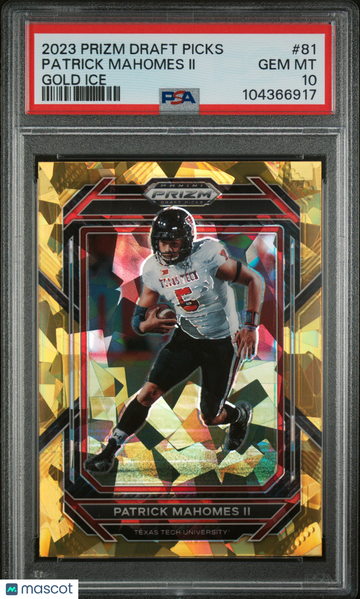 2023 Panini Prizm Draft Picks Patrick Mahomes II #81 Gold Ice PSA 10
