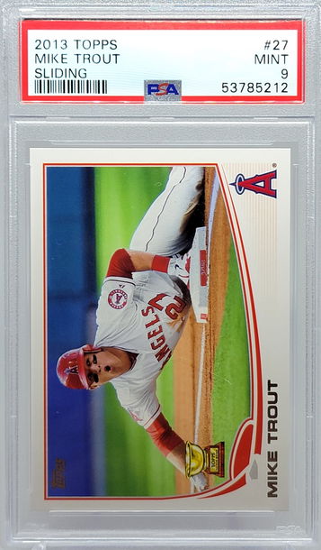 2013 TOPPS #27 MIKE TROUT SLIDING PSA 9