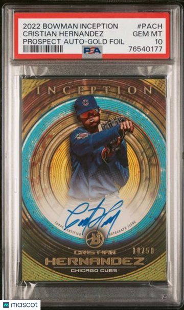 2022 Bowman Inception Prospect Autographs Cristian Hernandez #PACH Gold Foil PSA 10