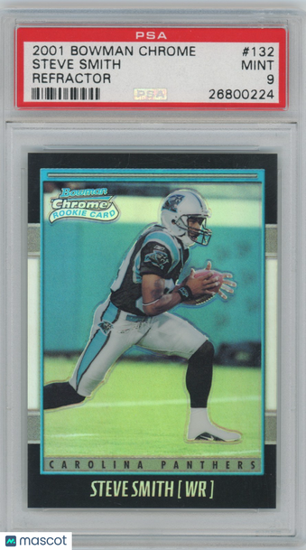 2001 Bowman Chrome Steve Smith #132 Refractor Parallel/Variety Rookie PSA 9
