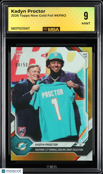2026 Topps Now Kadyn Proctor #KPRO Gold Foil MBA 9