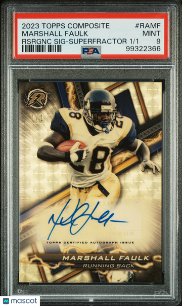 2023 Topps Composite Resurgence Signatures Marshall Faulk #RAMF Rsrgnc Superfractor /1 PSA 9