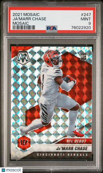 2021 Panini Mosaic Ja’Marr Chase #247 Rookie PSA 9
