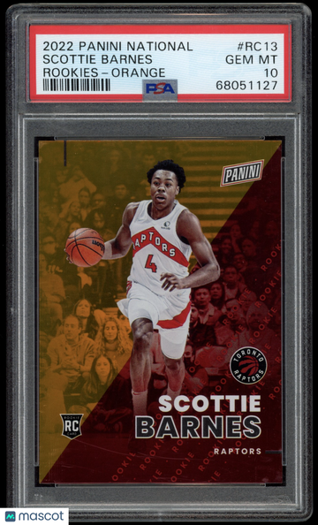Scottie Barnes 2022 Panini National #RC13 Orange 083/199 Rookie PSA 10