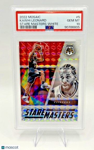 2022-23 Panini Mosaic Kawhi Leonard #5 White Mosaic Prizm Parallel/Variety Insert PSA 10