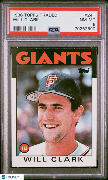 1986 Topps Traded Will Clark #24T PSA 8