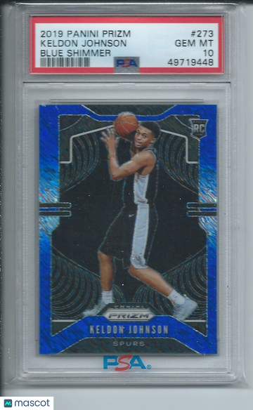2019 Panini Prizm Keldon Johnson #273 Blue Shimmer PSA 10