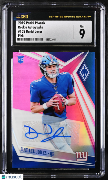 2019 Panini Phoenix Daniel Jones #102 Pink Rookie Autographs CGC 9 Auto 9