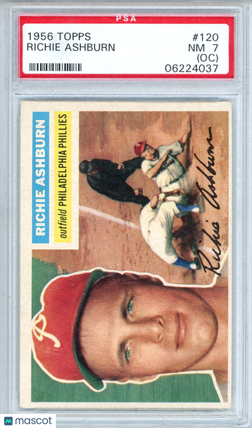 1956 Topps Richie Ashburn #120 Gray Back PSA 7