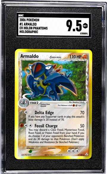 2006 Pokemon Ex Holon Phantoms #1 Armaldo Holographic SGC 9.5