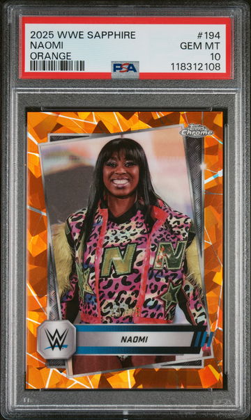 2025 Topps Chrome Sapphire Edition WWE Orange Naomi #194 /50 PSA 10