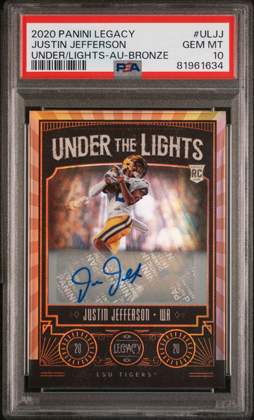 2020 Panini Legacy Under the Lights Autograph Bronze Justin Jefferson #ULJJ /100 PSA 10