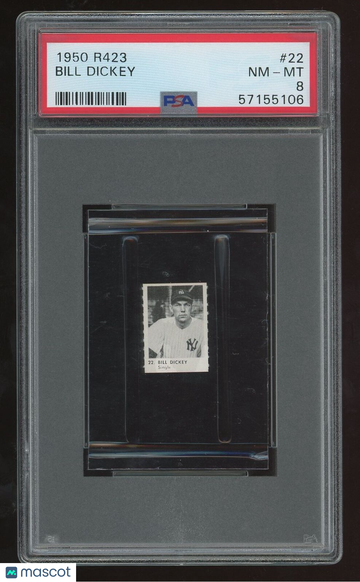 1952 1950 R423 Bill Dickey #22 Orange Back PSA 8