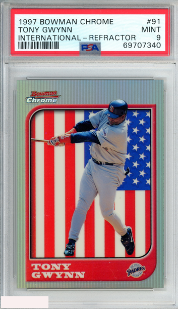 1997 BOWMAN CHROME INTERNATIONAL TONY GWYNN #91 REFRACTOR PSA 9 MINT