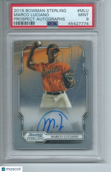 2019 Bowman Sterling Prospect Autographs Marco Luciano #MLU PSA 9