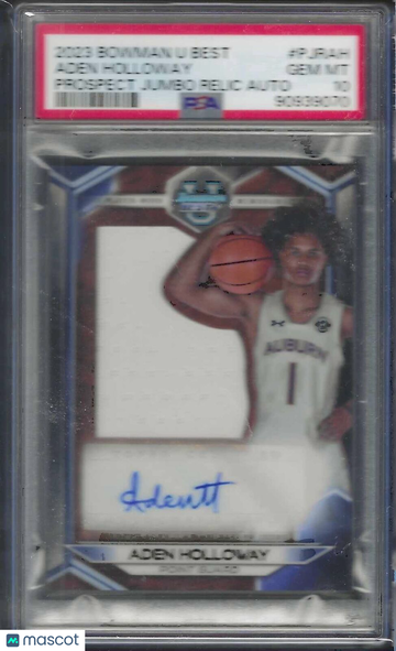 2023 Bowman University Best Prospect Jumbo Relic Autographs Aden Holloway #PJRAH PSA 10