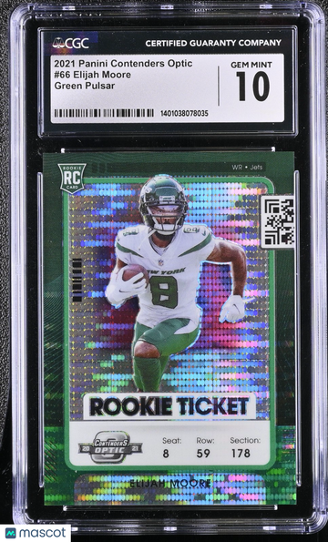 2021 Panini Contenders Elijah Moore #66 Green Pulsar Rookie Base Set 10 Panini Authentic