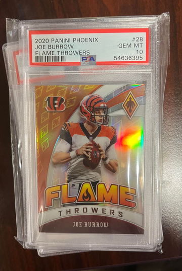 2020 Panini Phoenix Joe Burrow Flame Throwers PSA 10