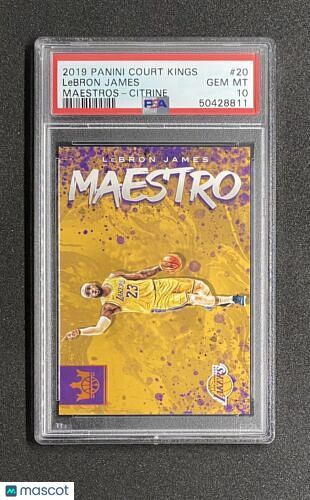 Lebron James 2019 Court Kings Maestros Citrine #20 Lakers /49 - GEM MINT PSA 10