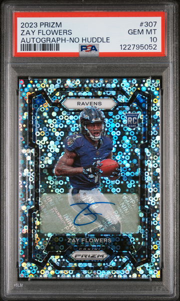 2023 Panini Prizm No Huddle Zay Flowers #307 RC Auto PSA 10