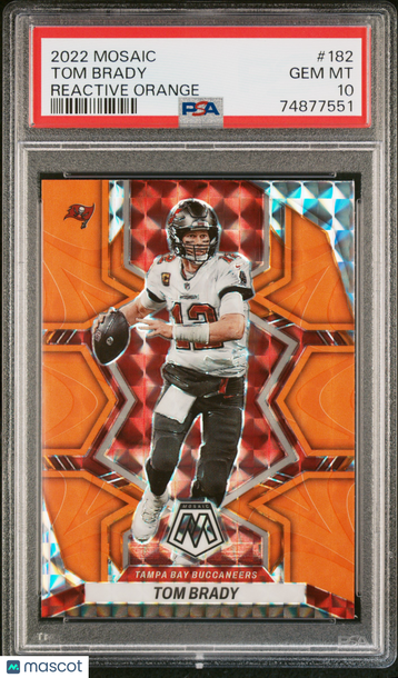 2022 Panini Mosaic Tom Brady #182 Reactive Orange PSA 10