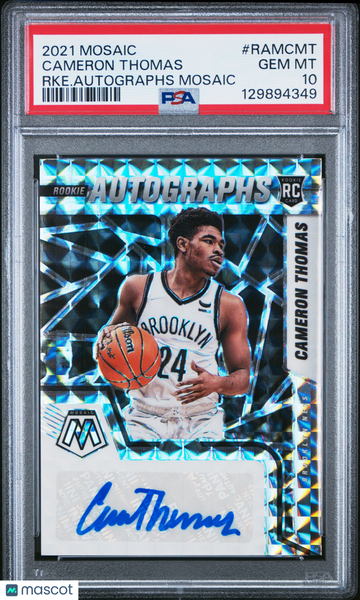 2021 Panini Mosaic Rookie Autographs Mosaic Cameron Thomas RKE. Autographs #RAMCMT PSA 10