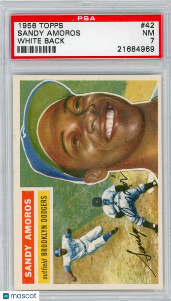1956 Topps Sandy Amoros #42 White Back PSA 7
