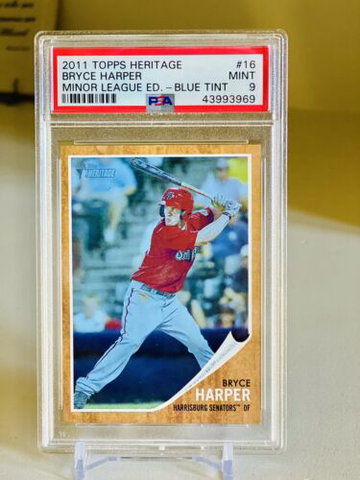 2011 Bryce Harper RC PSA 9 Blue Tint Topps Heritage Minor SSP Low POP
