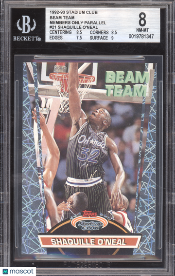 1992 Topps Stadium Club Beam Team Members Only Shaquille O'Neal #21 BGS 8